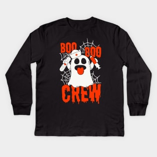 Boo Boo Crew Nurse Ghost Funny Halloween Kids Long Sleeve T-Shirt